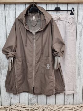 %100 Pamuklu İtalyan Trençkot Vizon