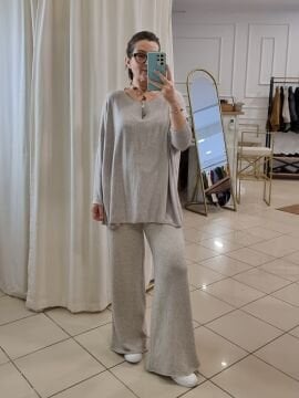 Yünlü Yumuşak Triko Pantolon Bej