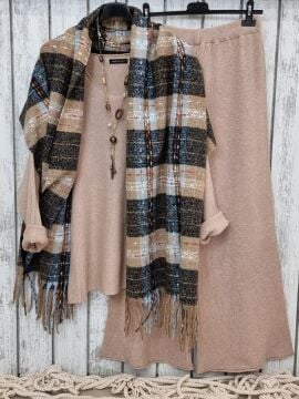 Yünlü Yumuşak Triko Pantolon Camel