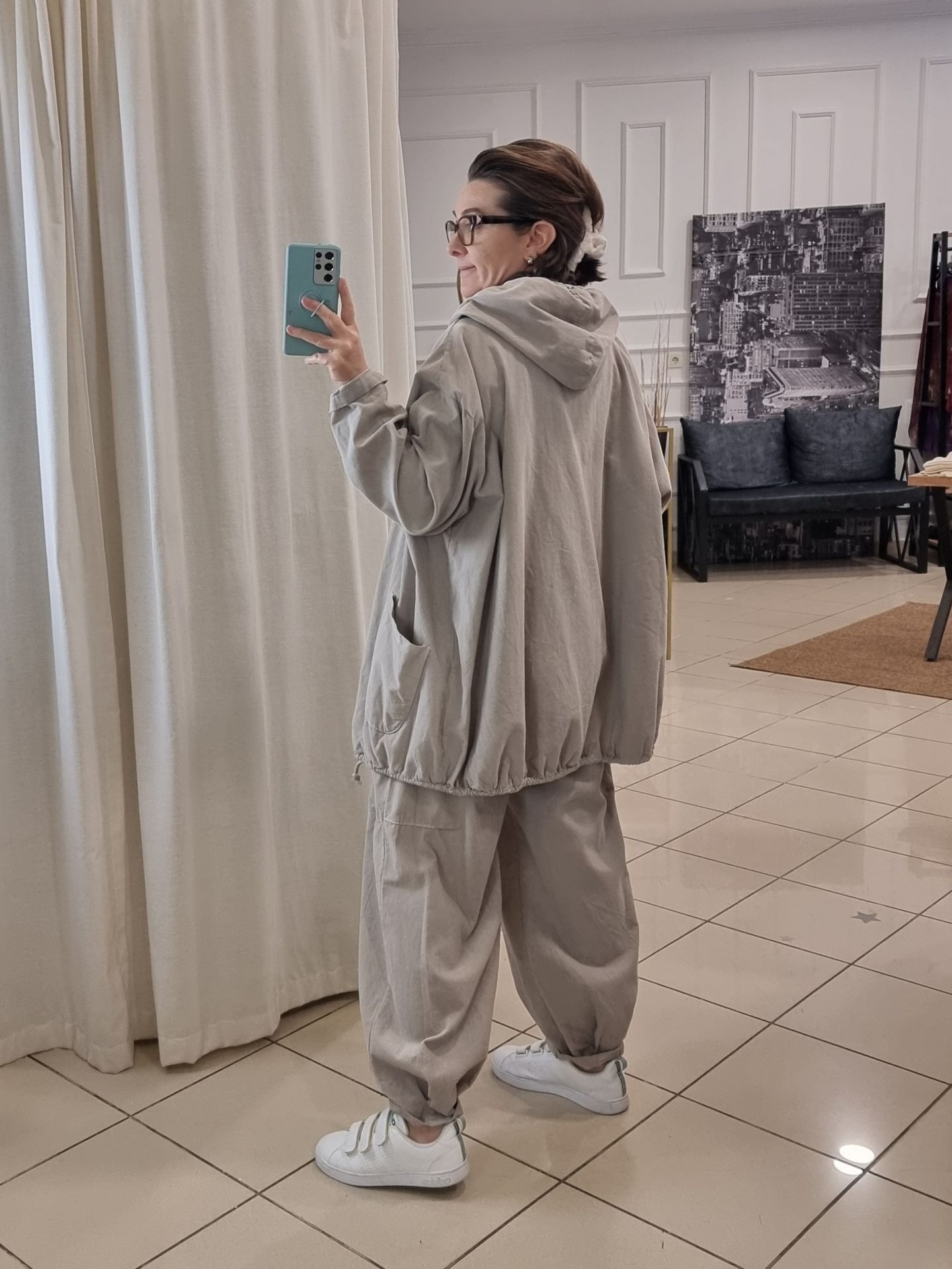 Bol Kesim Kadife Bol Pantolon Bej