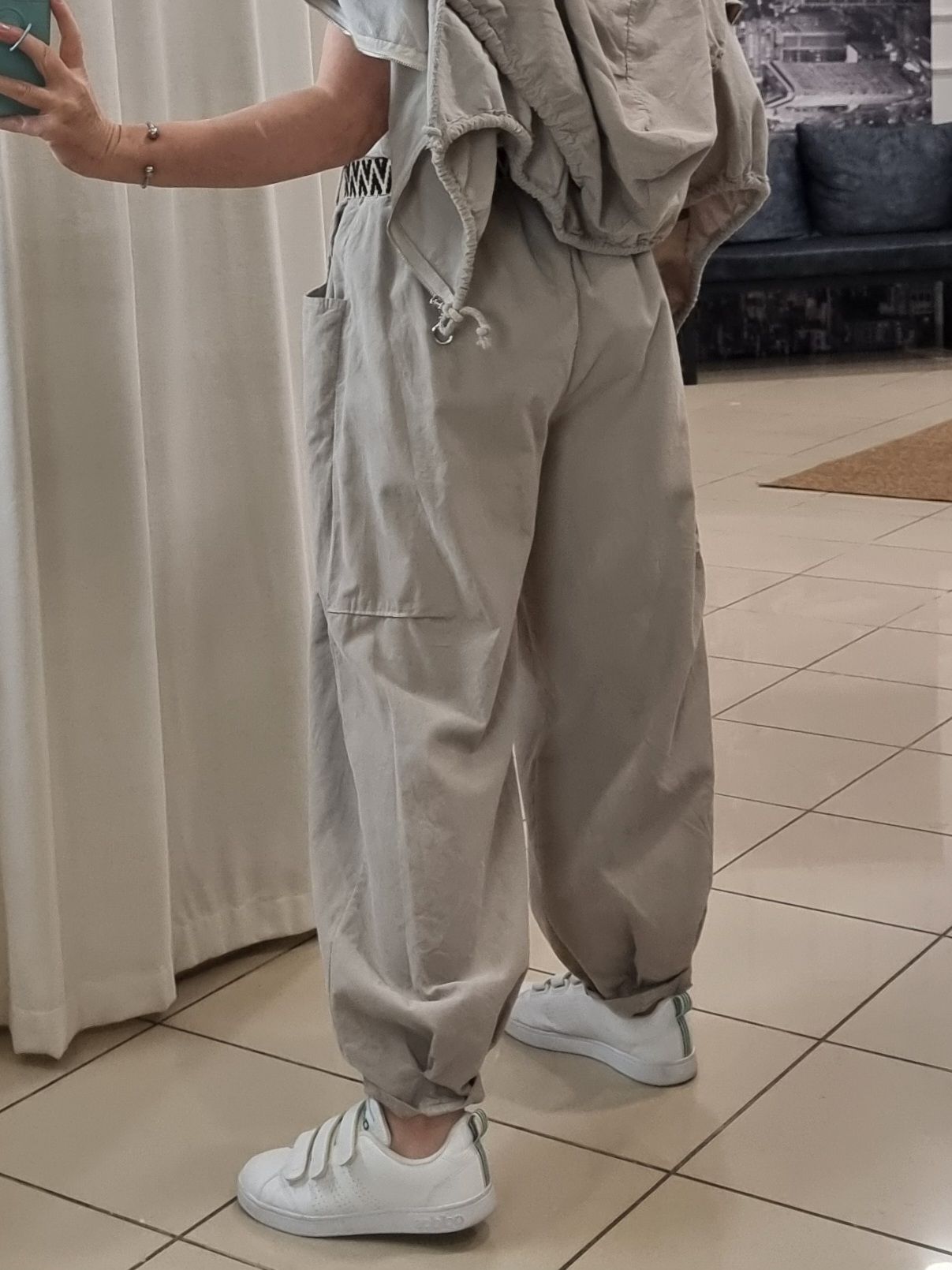 Bol Kesim Kadife Bol Pantolon Bej