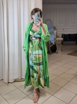 İtalyan İpek Kimono Yeşil