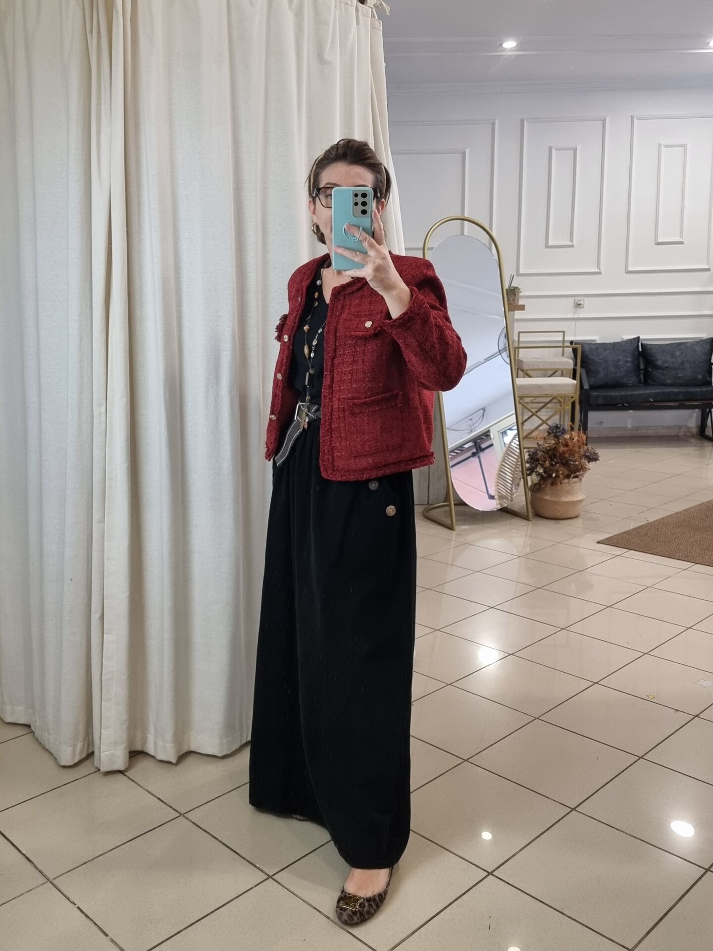 Kısa Tüvit Ceket Bordo