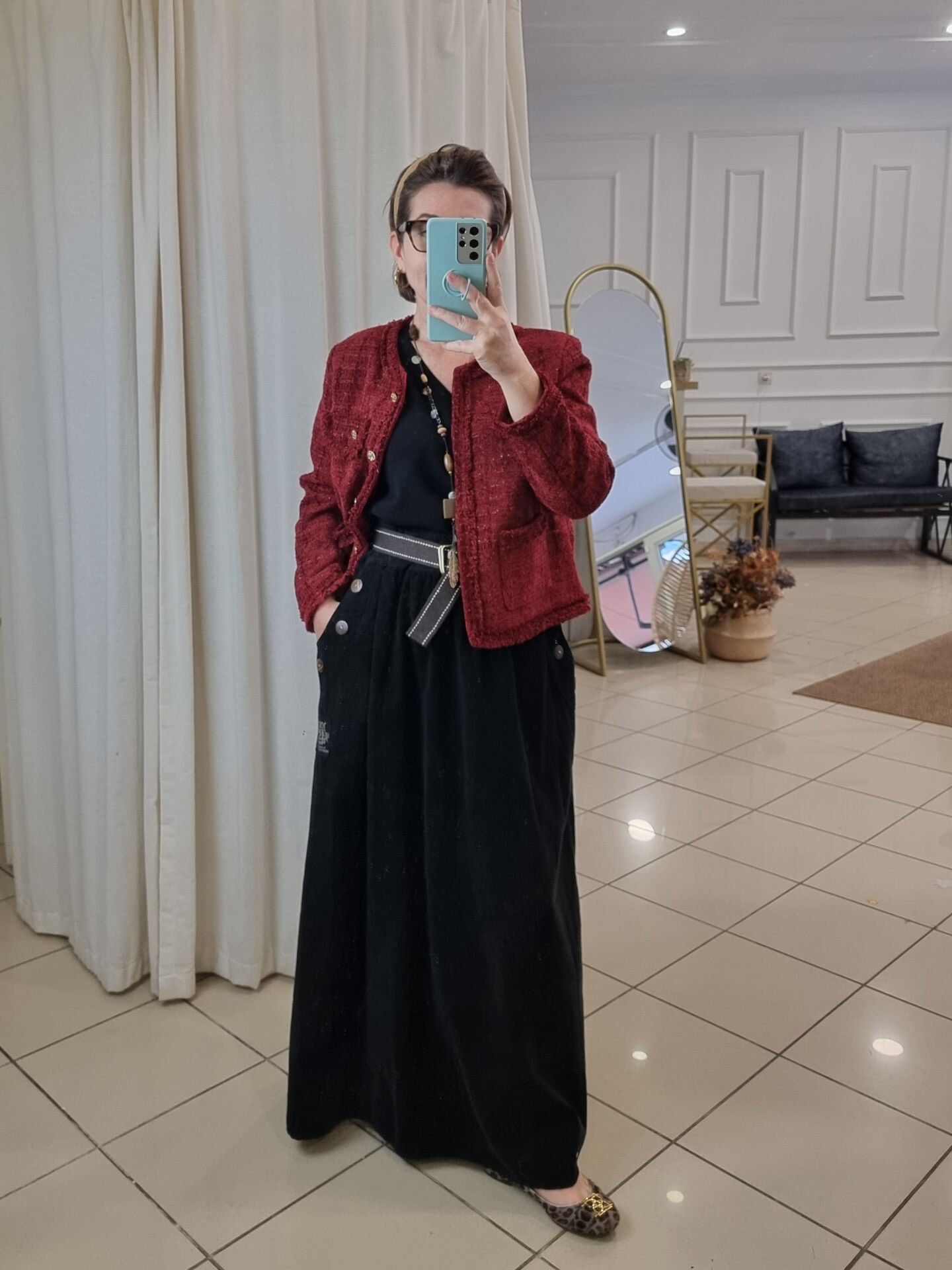 Kısa Tüvit Ceket Bordo