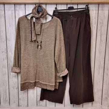 Büyük Beden Çift Katlı İtalyan Moher Kazak Camel