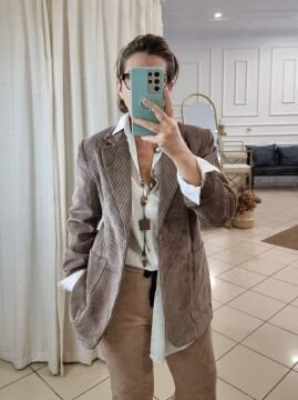 Fitilli Kadife Ceket Kahve