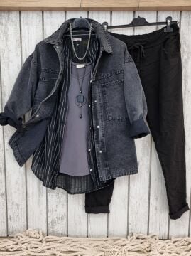 Oversize Pamuk Kot Ceket Antrasit