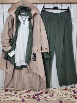 Oversize İtalyan Yağmurluk Bej