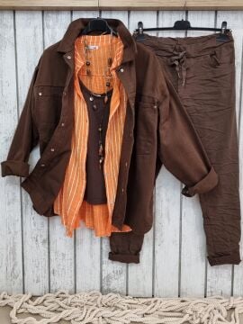 Oversize Pamuk Kahverengi Kot Ceket