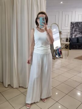 İtalyan İpek Pantolon Beyaz