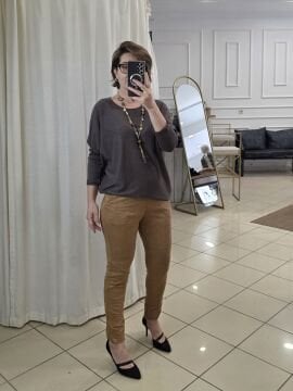Güderi Dokulu Likralı Pantolon Camel