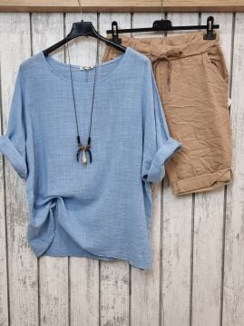 Likralı İtalyan Camel Şort