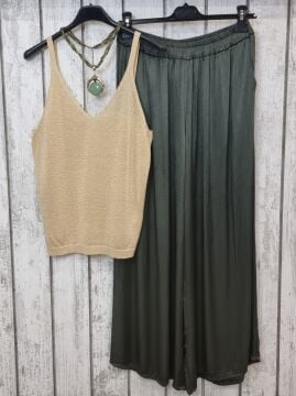 İnce Askı Simli Gold Triko Atlet