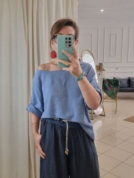 Oversize İtalyan Müslin Bluz Denim