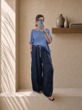 Oversize İtalyan Müslin Bluz Denim
