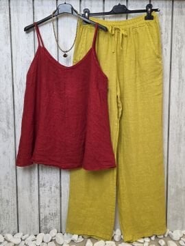 İnce Askılı İtalyan Keten Atlet Bordo