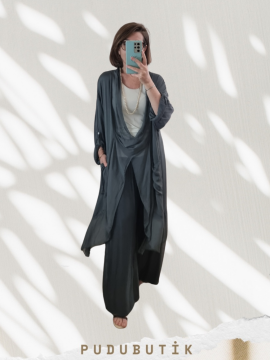 İpek Yaka İtalyan Tunik Antrasit