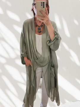 İpek Yaka İtalyan Tunik Mint