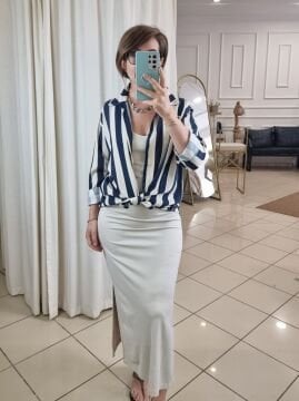 Askılı Uzun Streç Bej Elbise