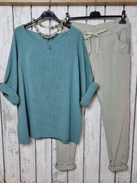 Oversize İtalyan Müslin Bluz Mint