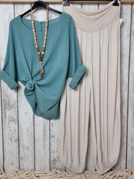Oversize İtalyan Müslin Bluz Mint