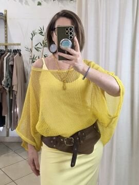 Oversize File Sarı Bluz
