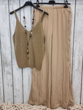 İnce Aerobin Kumaş Şık Hardal Sarı Pantolon