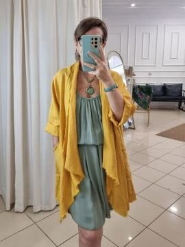 Salaş Keten Ceket İtalyan Hardal