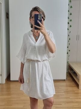 Oversize Müslin Elbise Beyaz
