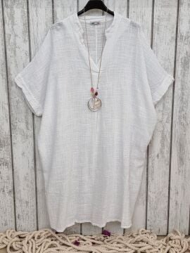 Oversize Müslin Elbise Beyaz