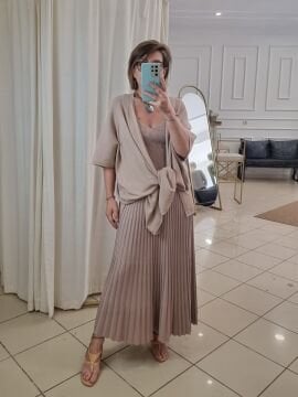 İnce Triko Uzun Hırka Vizon