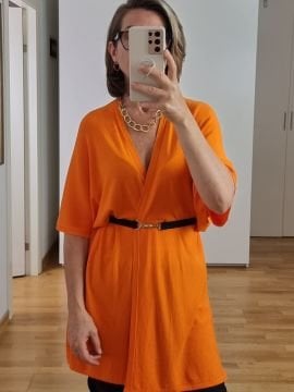 İnce Triko Uzun Hırka Turuncu