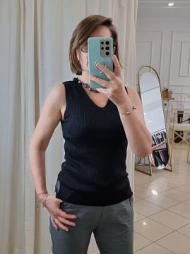 Yumuşak Triko Atlet Bluz Siyah