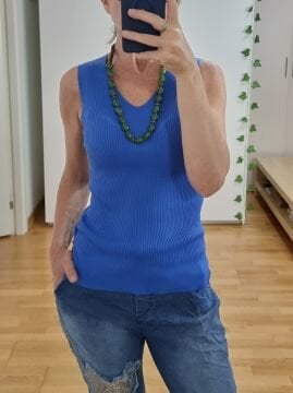 Yumuşak Triko Atlet Bluz Mavi