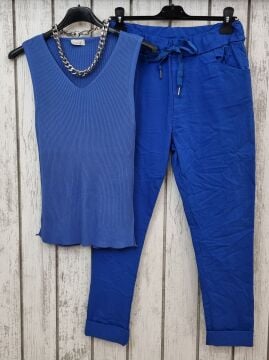 Yumuşak Triko Atlet Bluz Mavi