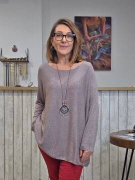 Vizon Yumuşak Doku Düz Kesim Triko Kazak İtalyan