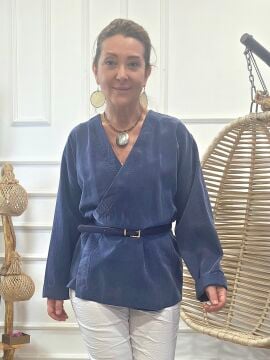 Oversize Liyosel Ceket Denim Mavi