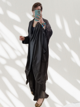 İpek Yaka  İtalyan Tunik Kahverengi