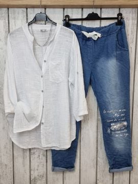 Payetli Likralı İtalyan Kot Pantolon