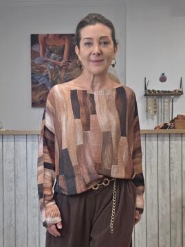 İtalyan Merserize Batik Kazak Kahve Bej