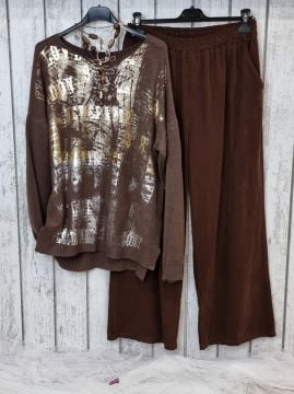Çukulata Kahve Düz Kesim İnce Kadife Pantolon İtalyan