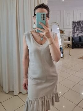 %100 Tencel Elbise Kum