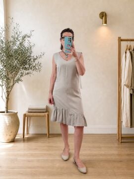 %100 Tencel Elbise Kum