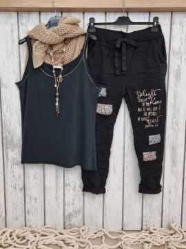 Pamuklu İtalyan Bayan  Atlet Siyah