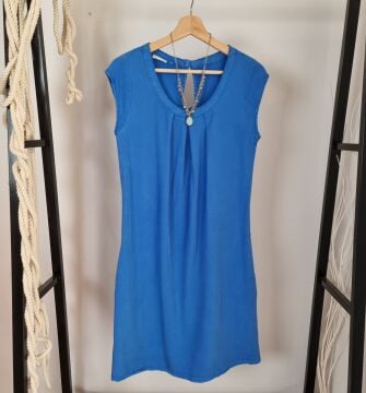 %100 Tencel Elbise Mavi
