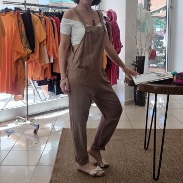 Pamuklu Kahverengi Tulum