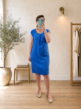 %100 Tencel Elbise Mavi