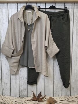 Dökümlü Liyosel Bej Gömlek