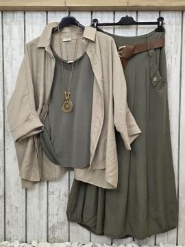 Dökümlü Liyosel Bej Gömlek