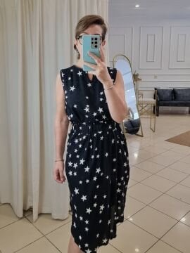 Deri Biyeli Viskon Atlet Yıldız Desenli